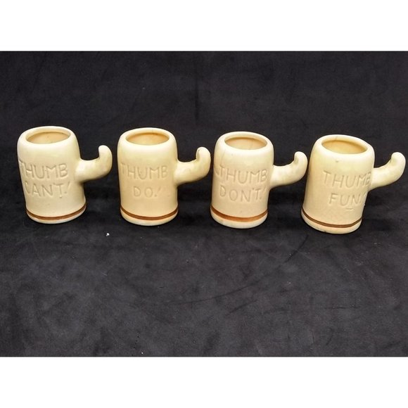 Vintage set of four Thumb do dont fun cant shot glasses - Picture 1 of 12